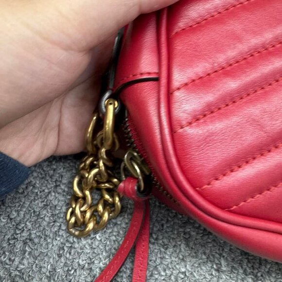 GUCCI GG Marmont Red Leather Shoulder Bag 480-012725 - Picture 8 of 16